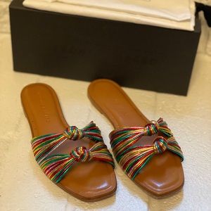 Veronica Beard Gemma Metallic Rainbow Slides 37.5